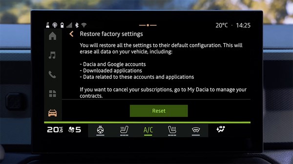 Nouveau Dacia Duster - Réinitialisation du système