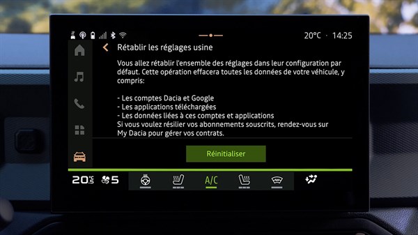 Dacia Bigster - Réinitialisation du système